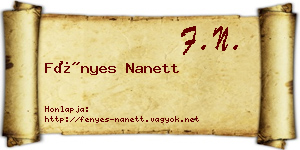Fényes Nanett névjegykártya